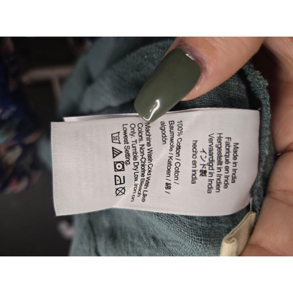 Madewell Teal Crinkle Cotton V-Neck Maxi Dress XS - Picture 8 of 10